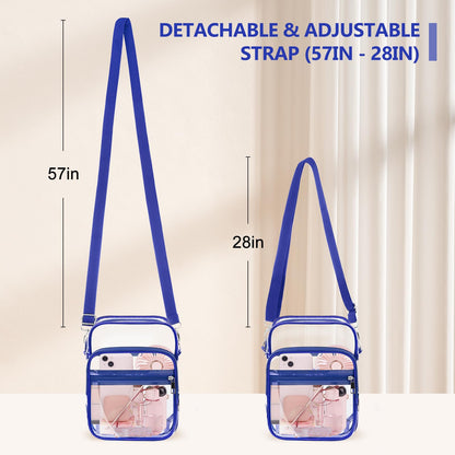 Blvornl Clear Crossbody Bag with Adjustable Shoulder Strap, Stadium Approved PVC Purse Bag, Messenger Bag