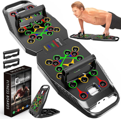 BBTOPS Foldable Push UP Board,Portable 20-in-1 Push UP Bar at Home Gym,Pushup Handles for Floor, Fitness Accessories Training Equipment For Man and Women (Solo-Black)
