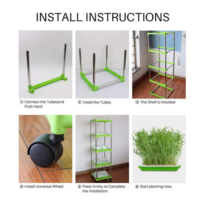 5 Layers Seed Starter Kit - Seed Sprouter Trays with Clear Lid & Stainless Steel Shelf, Soil-Free Germination Trays for Indoor/Outdoor Microgreens, Wheatgrass Mung Beans Cat Grass & Seedling Growing