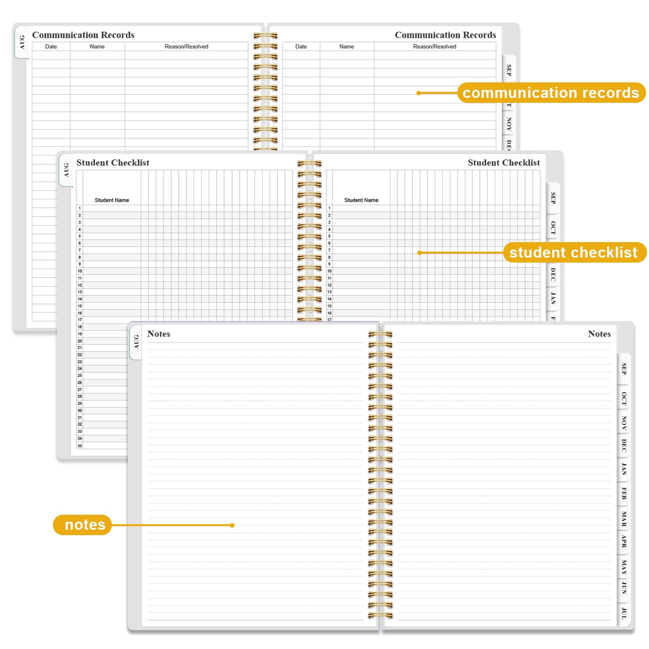 2026-2027 Teacher Planner, Lesson Planner from August 2026 - July 2027, Teacher Lesson Planner Book 2026-2027 for Teacher Class Schedule, Student Info & Weekly Planning, 8" x 10", Crushed Flower