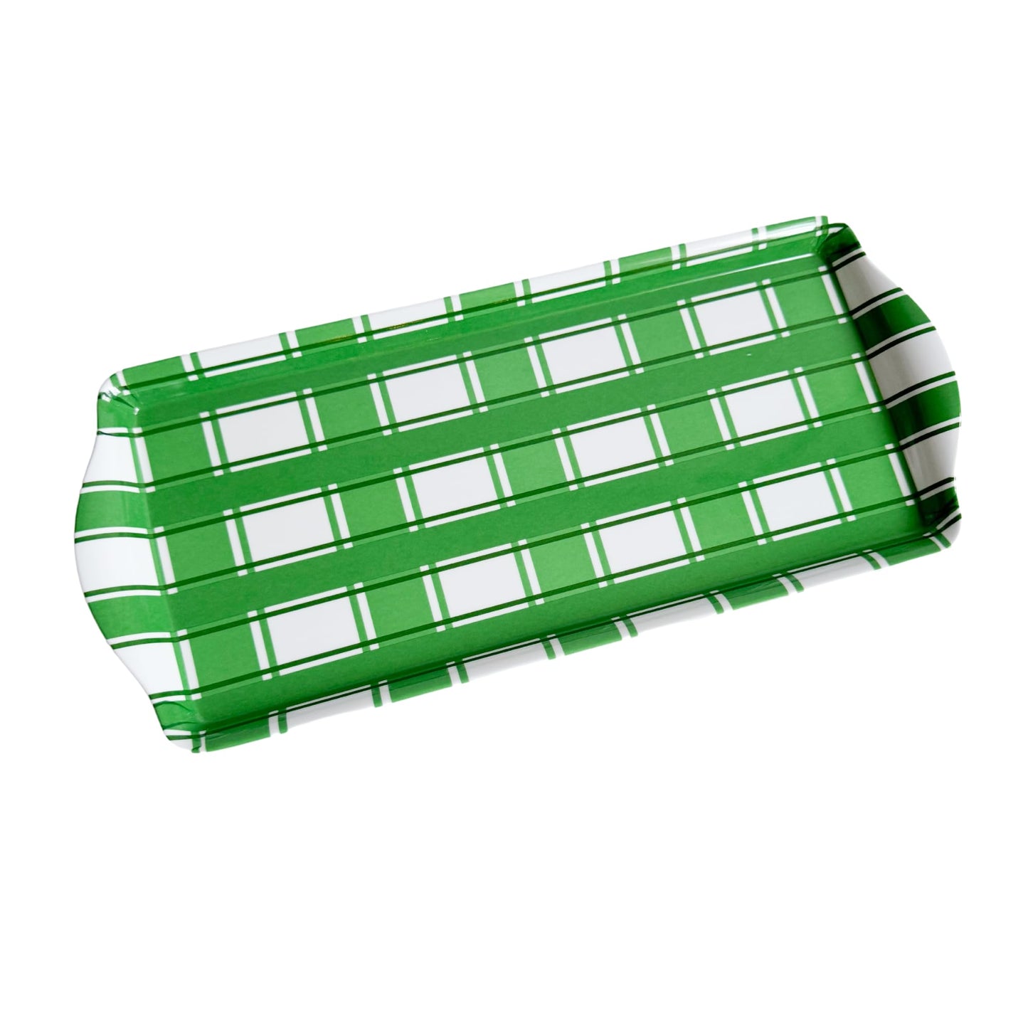 Sprinkles & Confetti Green Plaid Melamine Tray with Handles | Festive All-Season Platter for Easter, Summer, Birthdays, Outdoor & Indoor | BPA-Free, Shatter-Resistant & Lightweight