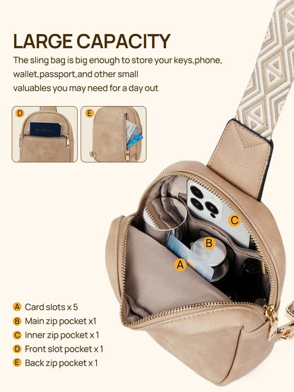 Telena Crossbody Sling Bags for Women, PU Leather Fanny Packs Cross Body Bag for Woman