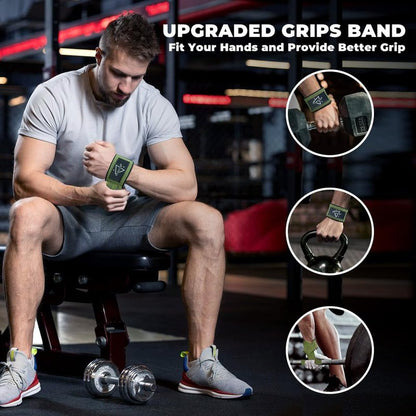 WSAKOUE Lifting Straps, Weightlifting Straps, Deadlift Straps with Padded Neoprene for Power Lifting, Bodybuilding, Gym Workout, Strength Training & Fitness Workout, Resistance - Green