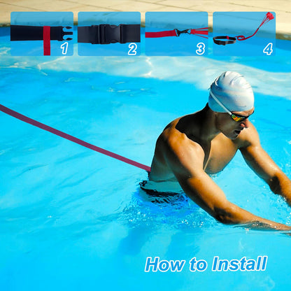 Swimming Training Set - Aquatic Resistance Belt, Parachute & Pool Harness Trainer - Stationary Swim Exercise Set - Accessory