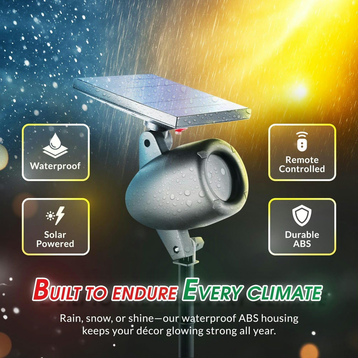 Outdoor Christmas Projector Laser Light, Solar Powered - STARTASTIC Christmas Lights, Covers 600 Sq Ft, Waterproof, Easy Installation, Auto-On, Wireless Remote Control, 5 Modes, House, Yard, Party