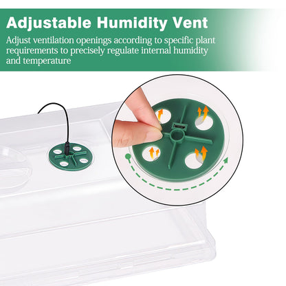Niuyhe 5 Pack Humidity Dome for 1020 Tray with Grow Light, 21.25"×11.02" Propagation Seed Cloning Lid Adjustable Vented for 10 X 20 Inch Plant Seed Starter Pots
