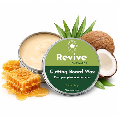 REVIVE Cutting Board Wax – Food Grade Beeswax Wood Conditioner – Butcher Block Wax, Board Butter & Cutting Board Oil Natural Blend with Canadian Beeswax and Coconut Oil 3.4 oz
