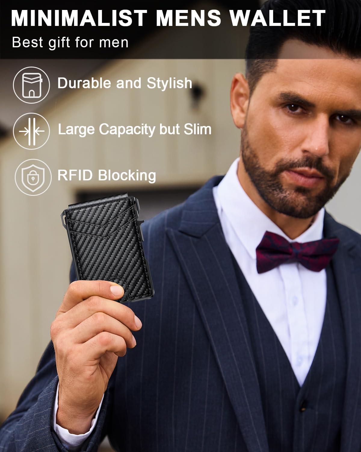ZALVEX Wallet for Men, Mens Minimalist Wallet 9-13 Cards, Slim Compact Wallet with Money Clip & ID Window, RFID Blocking Smart Pop Up Card Wallet, Metal Aluminum Credit Card Holder Bifold Wallet