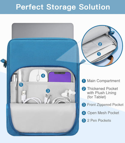 MoKo 15 Inch Laptop Sleeve Bag Fits MacBook Air 15" M2 2023, MacBook Pro 14" M2 2023, Galaxy Tab S9 Utra 14.6" 2023, Handle Carrying Case with Shoulder Strap, Indigo