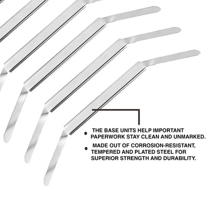 OLYMPX 50 Pcs of 3.5” Capacity Premium Metal Prong Paper Fastener Complete Set, 2.75 Inch Base with Standard 2-Hole Punch Compressor for Paper File Folder, 50 per Box