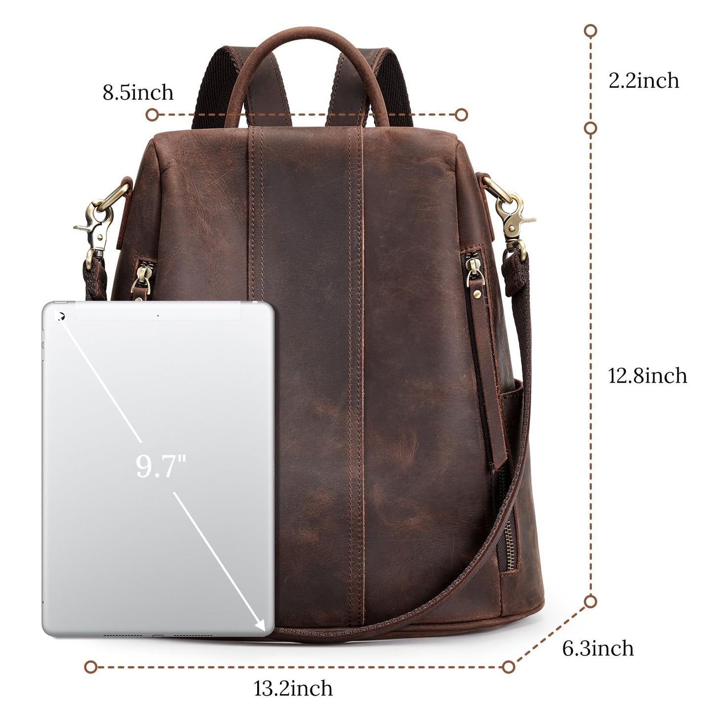 S-ZONE Leather Backpack Purses for Women Antitheft Soft Rucksack Ladies Shoulder Bag Medium