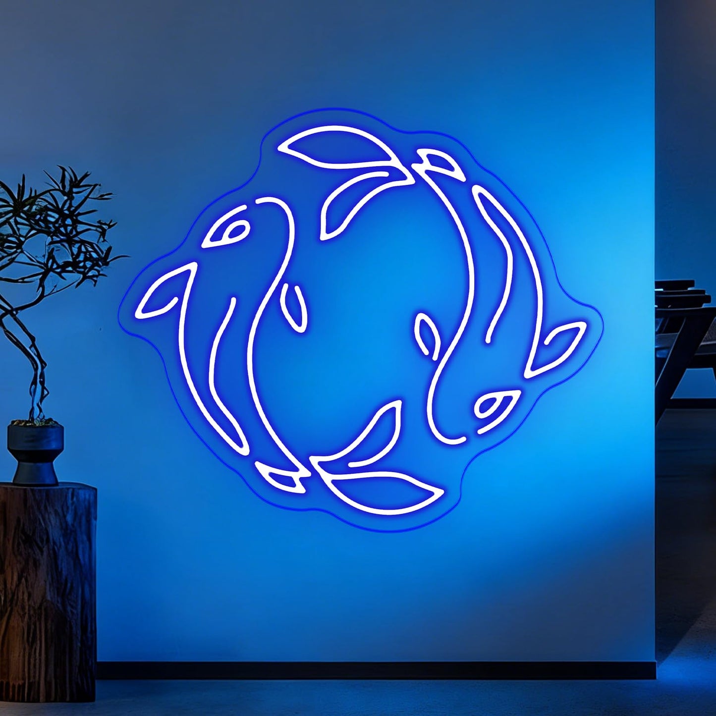 Koi Fish Neon Sign, Orange LED Neon Sign Wall Decor, Yin Yang Inspired Neon Signs for Wall Decor, Koi Fish LED Neon Wall Art Light for Bedroom Living Room Office Home Decor 15.4”×13.4”