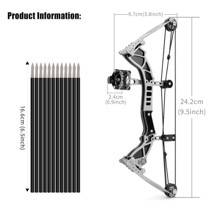 Mini Archery Bow Set Mini Compound Bow Mini Hunting Bow Metal Material Archery RH/LH for Hunting Shooting Practice Archery Fun Games (Style 6)
