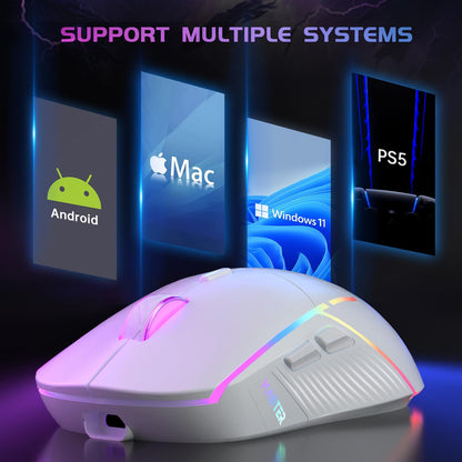 FFJ Wireless Gaming Mouse, 24000 DPI, Tri-Mode 2.4G/USB-C/Bluetooth 5.3 Gaming Mouse Wireless, RGB Programmable Mouse Gamer, 75Hrs Battery Life, Rechargeable Gaming Mice for PC, Mac, PS5, Xbox - Black