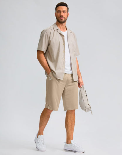 G Gradual Men's Athletic Shorts with Pockets 9" / 11" Long Basketball Shorts Lightweight Quick Dry Gym Workout Shorts for Men(Light Khaki,4XL)