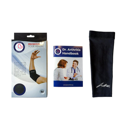 Dr. Arthritis Doctor Developed Copper Elbow Brace, Handbook, Relief for Tennis Elbow, Golfers Elbow, Elbow Compression & Support (Medium (Pack of 1))
