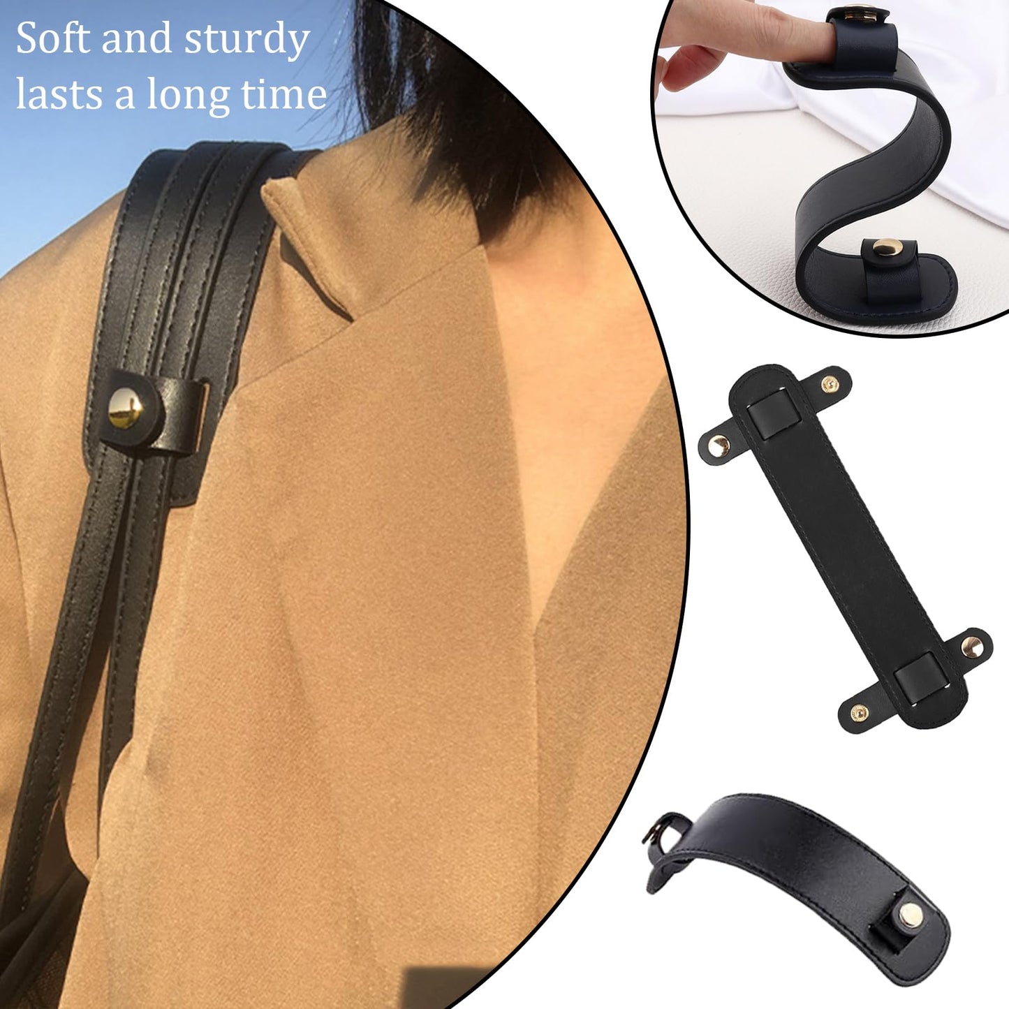 Fkereg 2 Pack Leather Purse Shoulder Strap Pads for Pressure Relief, Detachable Bag Handle Wrap Cover, Crossbody Handbag Tote Straps Replacement, Backpack Handle Protector Cushion, Beige