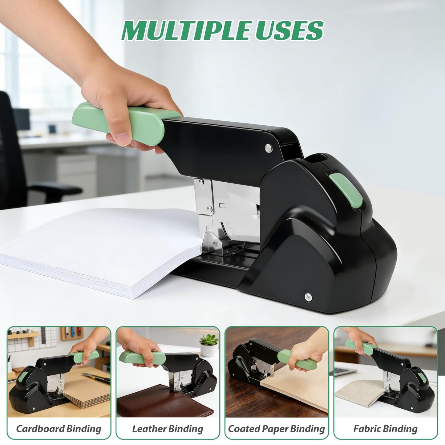 AFMAT Heavy Duty Stapler, 210 Sheet Effortless Stapler for Desk, 60% Reduced Effort, Jam Free, 50,000+ Uses, Adjustable Paper Depth, Metal Desktop Staplers for Office, Includes 7000Pcs Staples, ES15