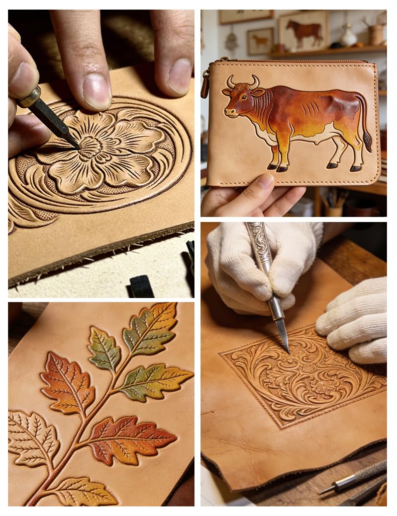 Vegetable Tanned Leather Sheet, Natural Veg Tan Top Grain Cowhide for Tooling, Carving, Stamping, Dyeing and Leathercraft, 1 Piece (1.7-2.0mm,12 * 12 inch)