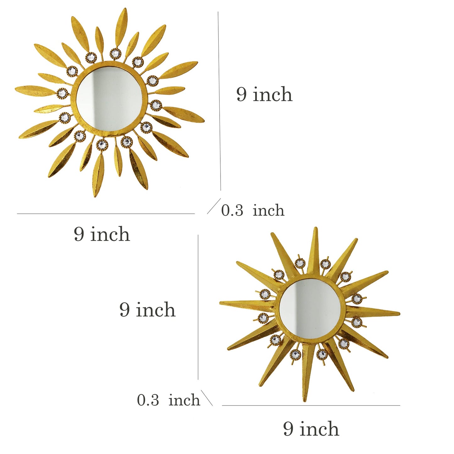 Champagne Gold Round Mirrors for Wall Art Pack of 3 Decorative Mirror