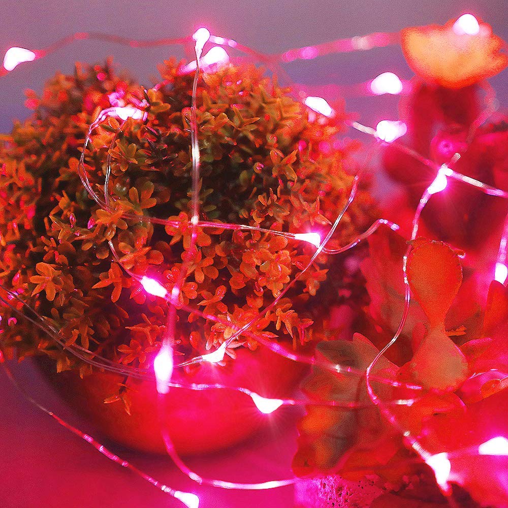 Ariceleo Led Fairy Lights Battery Operated, 1 Pack Mini Battery Powered Copper Wire Starry Fairy Lights for Bedroom, Christmas, Parties, Wedding, Centerpiece, Decoration (5m/16ft Red)