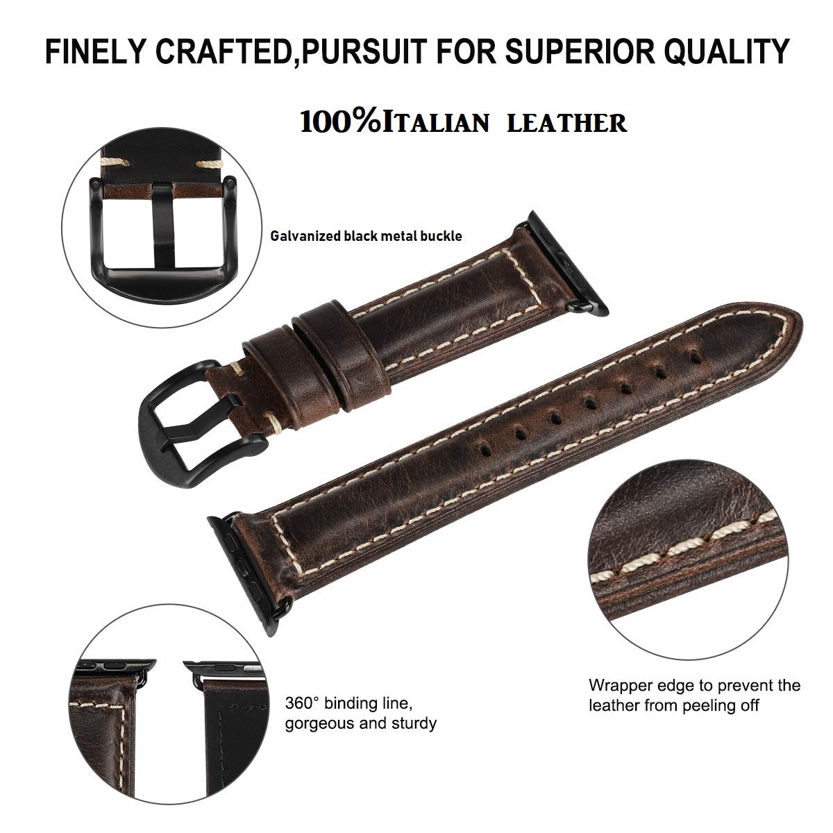 HUAFIY Leather Band Compatible for apple Watch Bands 42mm 44mm 45mm46mm49mm 38mm 40mm 41mm,Genuine Leather Watch Wristband for iWatch Ultra 3 2 1,Series 11/10/9/8/7/6/5/4/3/2/1