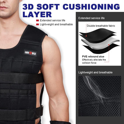 Adjustable Weighted Vest Set with Arm Weights and Leg Weights, Weight Training Workout Set, Weights Jacket & Wrist Weights & Ankle Weights (Including Weights: 96-100 Steel Plates)