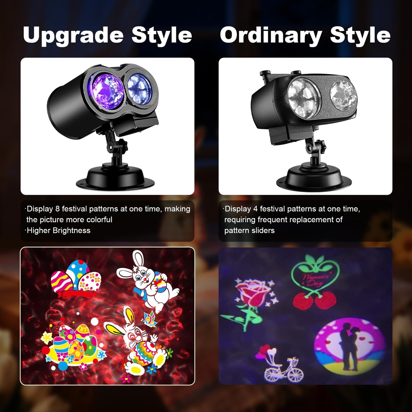 Brighter Easter Lights Projector,2026 Upgrade Holiday Projectors with 19HD Slides (Ocean Wave & Patterns), Weatherproof Christmas,Halloween Projector,Easter Decorations for Light Show