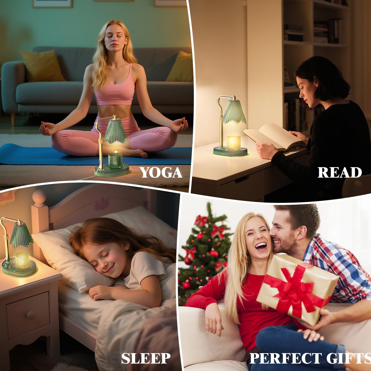 WYghyronic Candle Warmer Lamp with Timer & Dimmable 4-Level Brightness - Adjustable Height,for New Home Bedroom, Gifts for Women (Green)