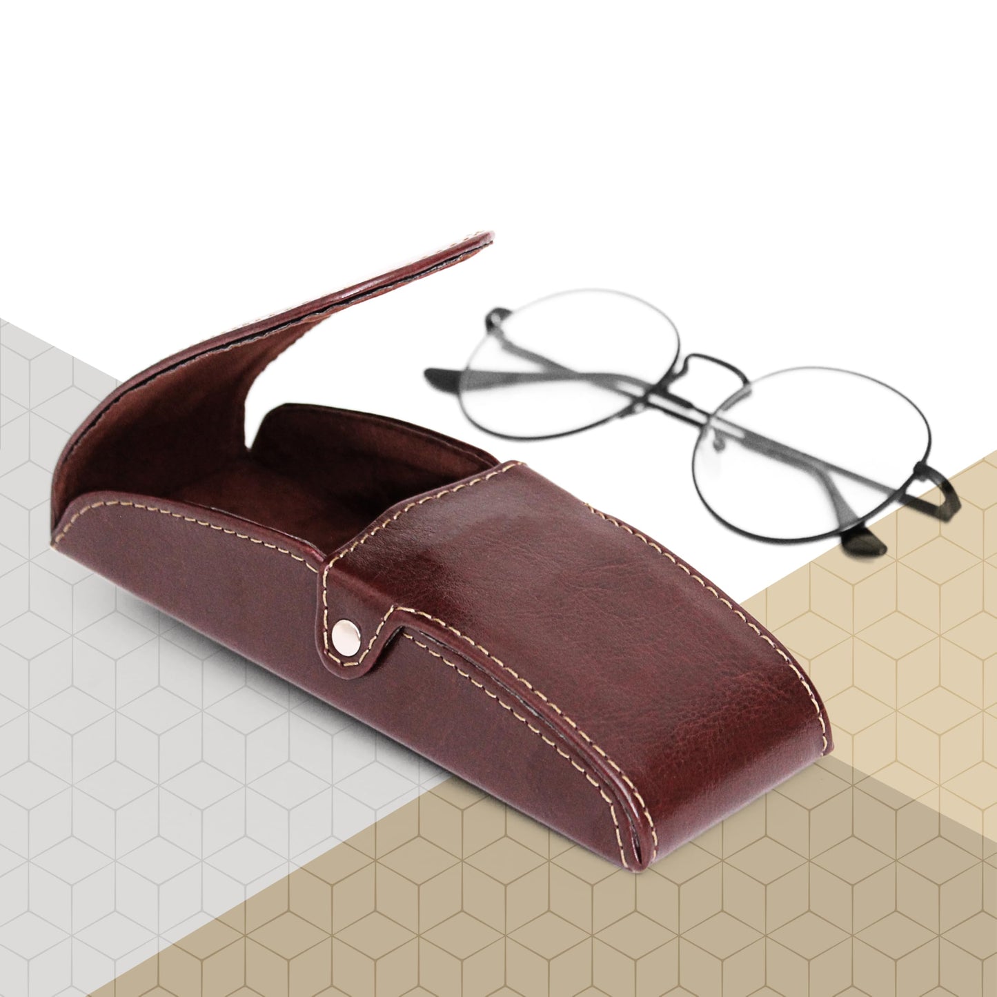 Orsus PU Leather Hard Eyeglass Case with Belt Clip, Felt Lining Glasses Case, Belt Waist Case for Sunglasses Reading Glasses F5015BR