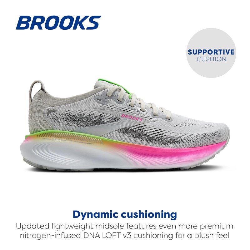 Brooks Women’s Adrenaline GTS 25 Supportive Running & Walking Shoe - Oyster/Pink/Green - 10 Medium