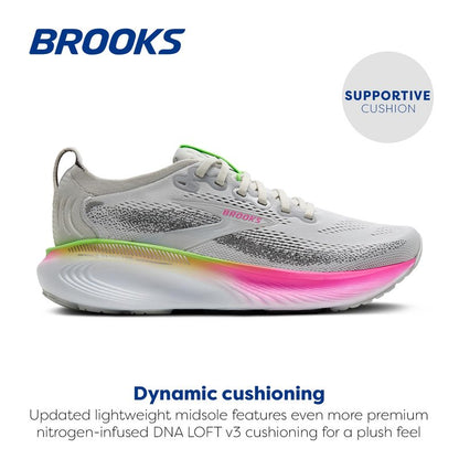Brooks Women’s Adrenaline GTS 25 Supportive Running & Walking Shoe - Oyster/Pink/Green - 10 Medium