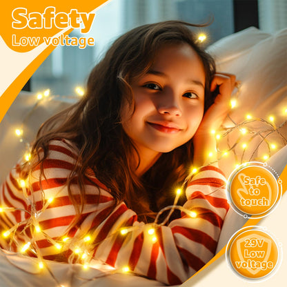 Ollny 120LED 40FT String Lights, Waterproof Connectable Fairy Lights with Timer 8 Modes, Warm White Plug in Christmas Light for Indoor Outdoor Patio Party Bedroom Classroom Decor