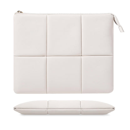 MoKo 9-11 Inch Puffy Tablet Sleeve Bag Fit with New 11-inch iPad Pro M4/iPad Air M2, iPad 10th Gen 10.9, iPad Pro 11, iPad Air 4/5th Gen 10.9, Built-in Elastic Band, PU Leather Carrying Case, White