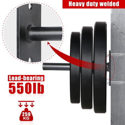 SYL Fitness Wall Mounted Weight Plate Holder, Wall Weight Storage Rack - Fit 1" Weight Plates (Weight Holder for 1" Plates)