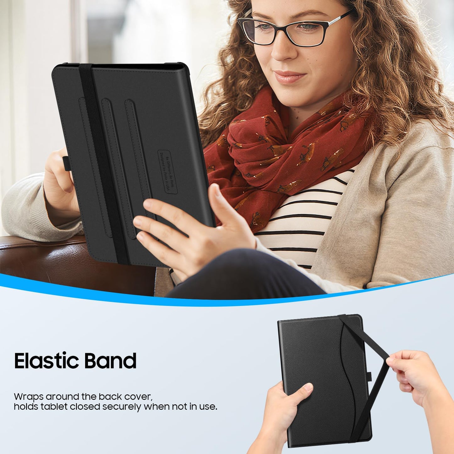 Fintie Case for Samsung Galaxy Tab A11+ Plus 11 Inch 2025/ A9+ Plus 2023, Multi-Angle Viewing Smart Stand Back Cover with Pocket Auto Wake/Sleep, Black