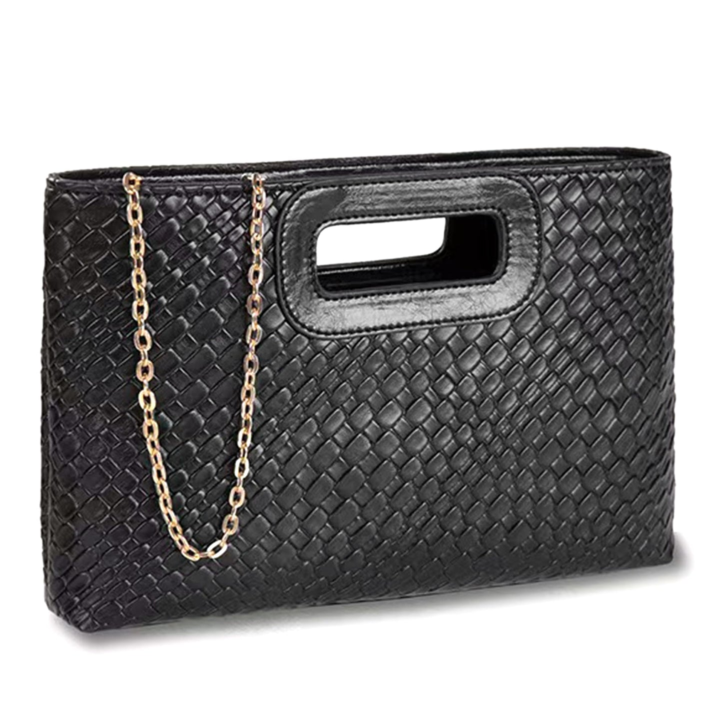 ATQCOL PU Leather Clutch Purses for Women Top Handle Evening Handbags Summer Wedding Party Crossbody Bag with Chain