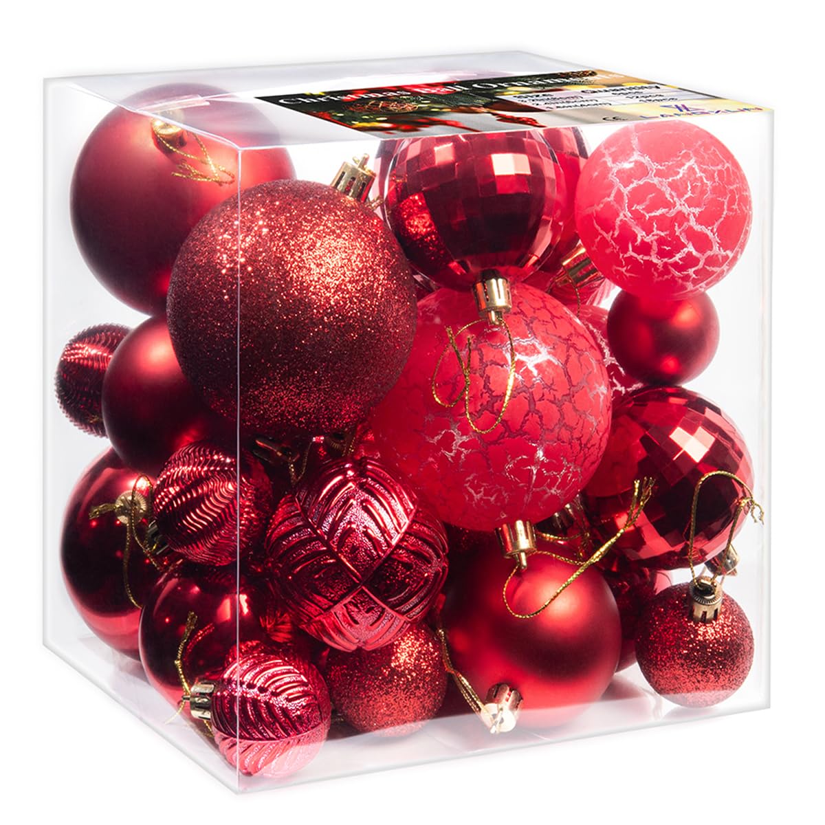 LANGXUN 36pcs Red Christmas Tree Decorations Balls, Bolas De Navidad, 2025 Christmas Decor, Indoor Outdoor Shatterproof Christmas Ornaments, Xmars Party Wedding Suppiles