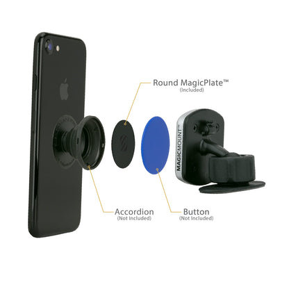 Scosche MAGRKI MagicMount Replacement Metal Plate Kit for Phone, Metal Plates for Magnetic Mount Cell Phone Holder for Car, Universal with All Devices and Phone Case, Black