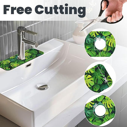 Faucet Draining Mat For Kitchen Sink, Palm Leaves Tropical Diatom Mud Absorbent
