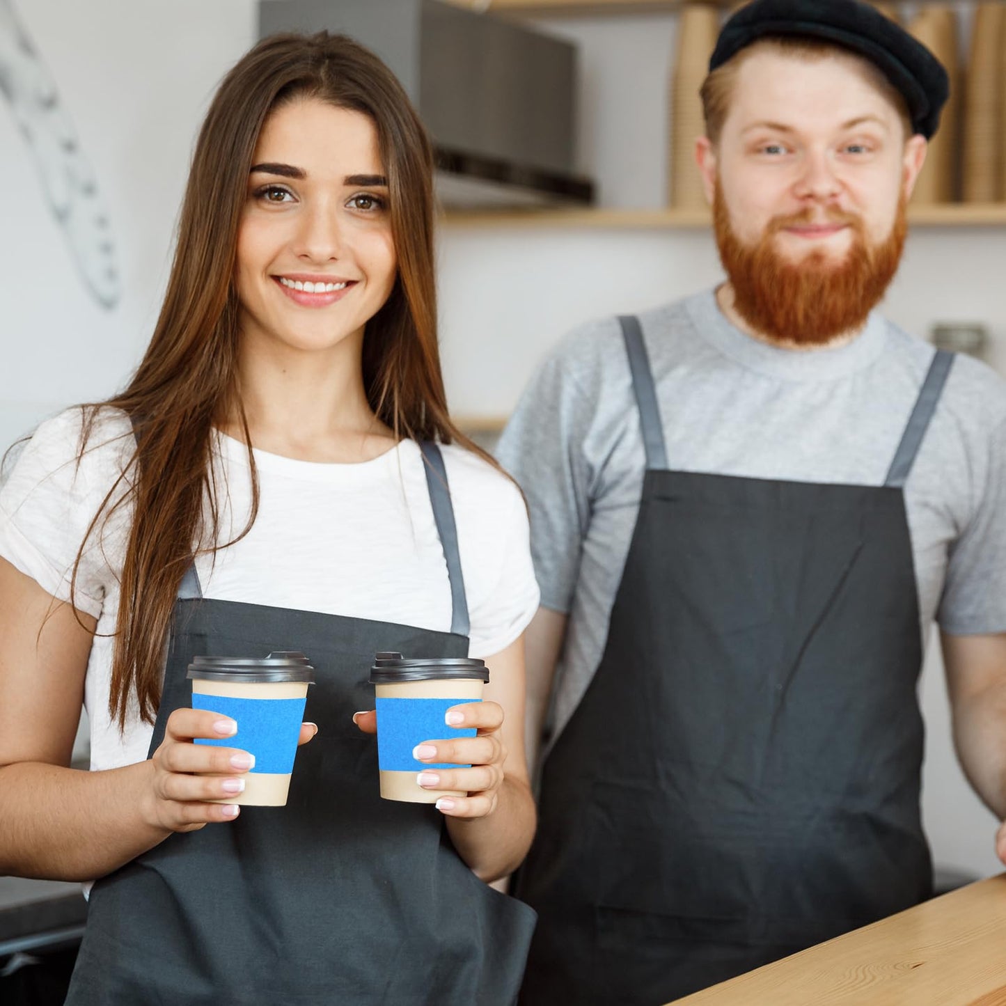 zsccxq Disposable Coffee Cup Sleeves Corrugated Kraft Paper Coffee Cup Sleeves Holder Protective Insulated Heat Espresso ForHot Drinks 8-24oz (Baby Blue, 200 Pcs)