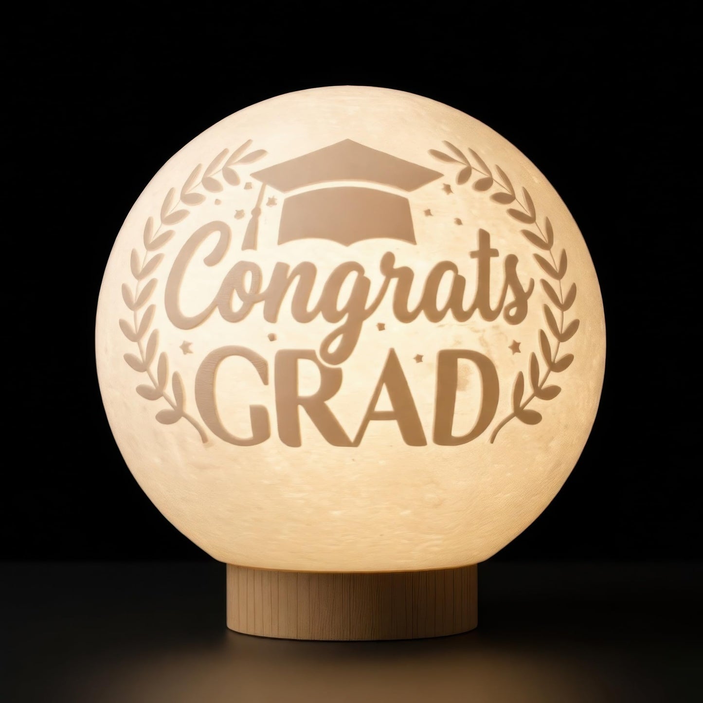 Funnytree Congrats Grad 2026 Graduation Gift Moon Lamp Night Light - Home Nursery Room Bedroom Office Desk Decor, Gifts for Classmates Friends Students Boys Girls Son
