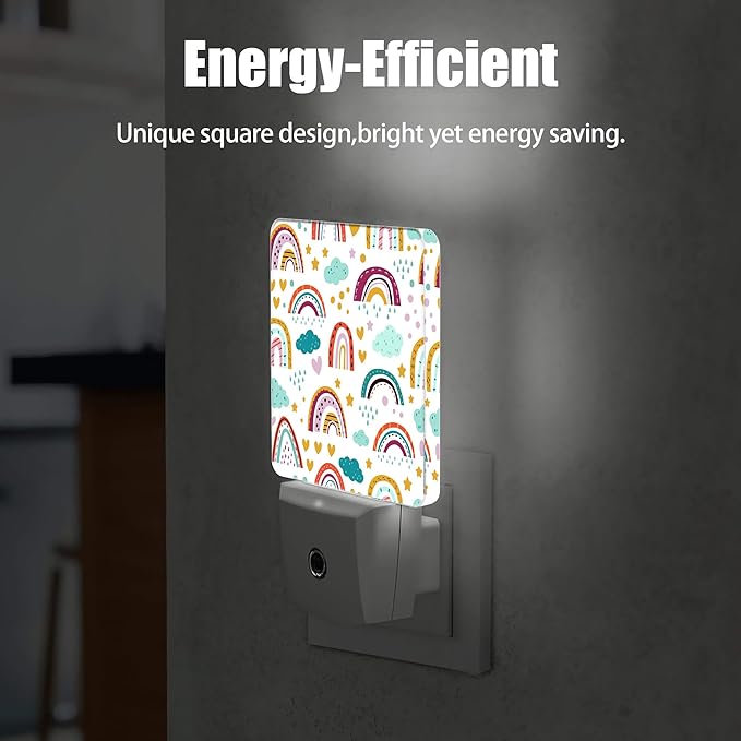 Rainbow Night Light, Star Cloud Plug into Wall with Dusk to Dawn Light Sensors, Warm Nightlights for Bedroom, Bathroom, Hallway, Kitchen, Gifts Ideal for Boys Girls Women Men