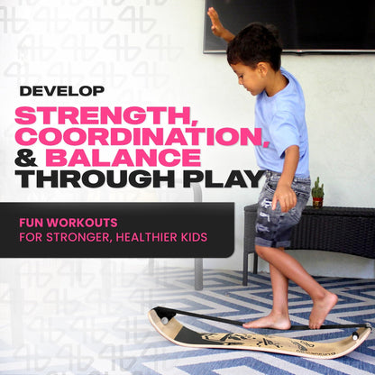 4Balancing Balance Board for Kids - Slackline Wooden Wobble Board - Slackboard Balance Trainer for Coordination - Training for Skateboard, Football, Soccer, Baseball, Basketball - Snowboarding Panda