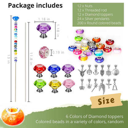 Prefdo 236 PCS Decorative Garden Stakes DIY Fairy Wand Beaded Kit