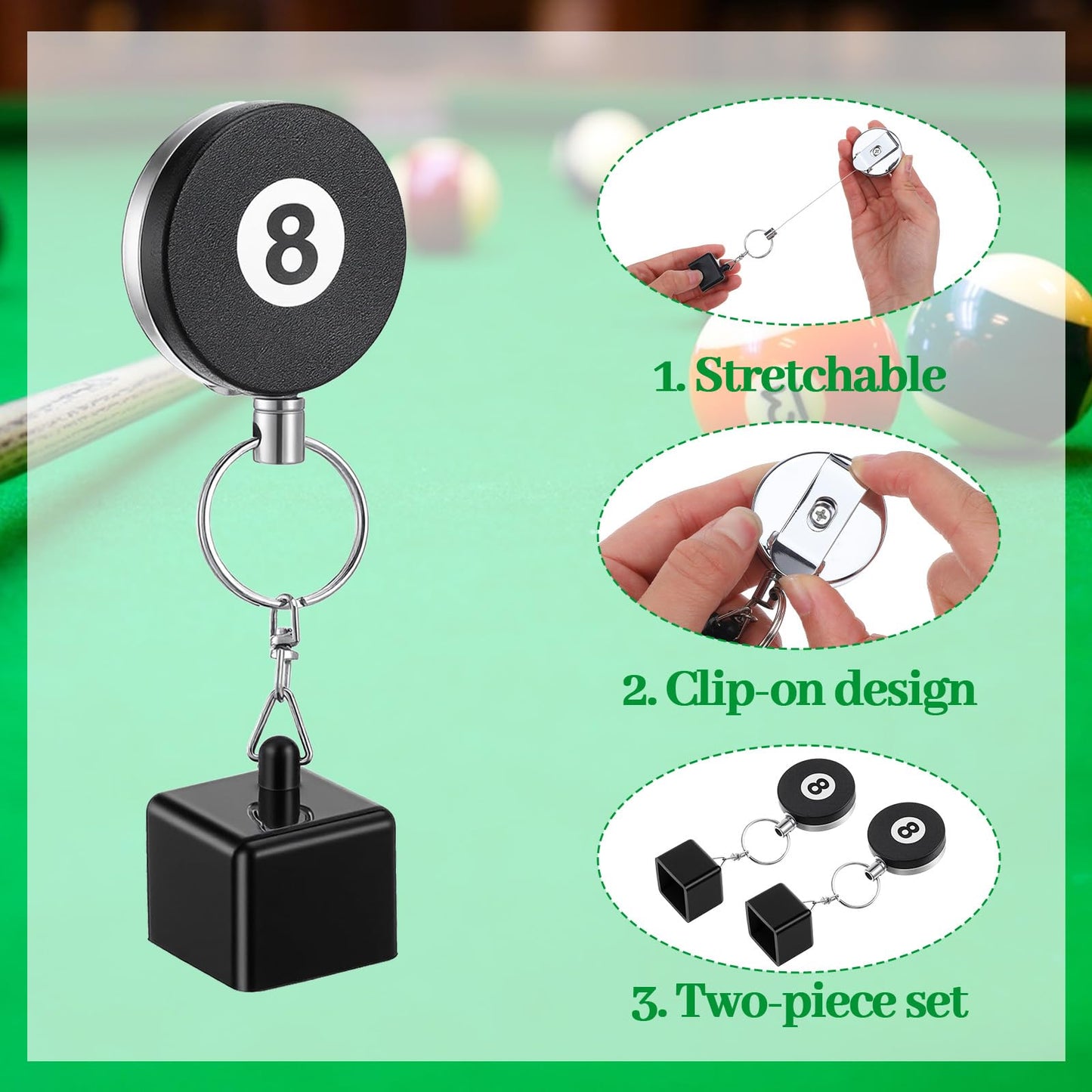 HaiFafafaing 2 Pcs Chalk Holder Pool Billiards - Retractable Cue Chalk Holder Pool with Belt Clip - Snooker Billiards Accessories