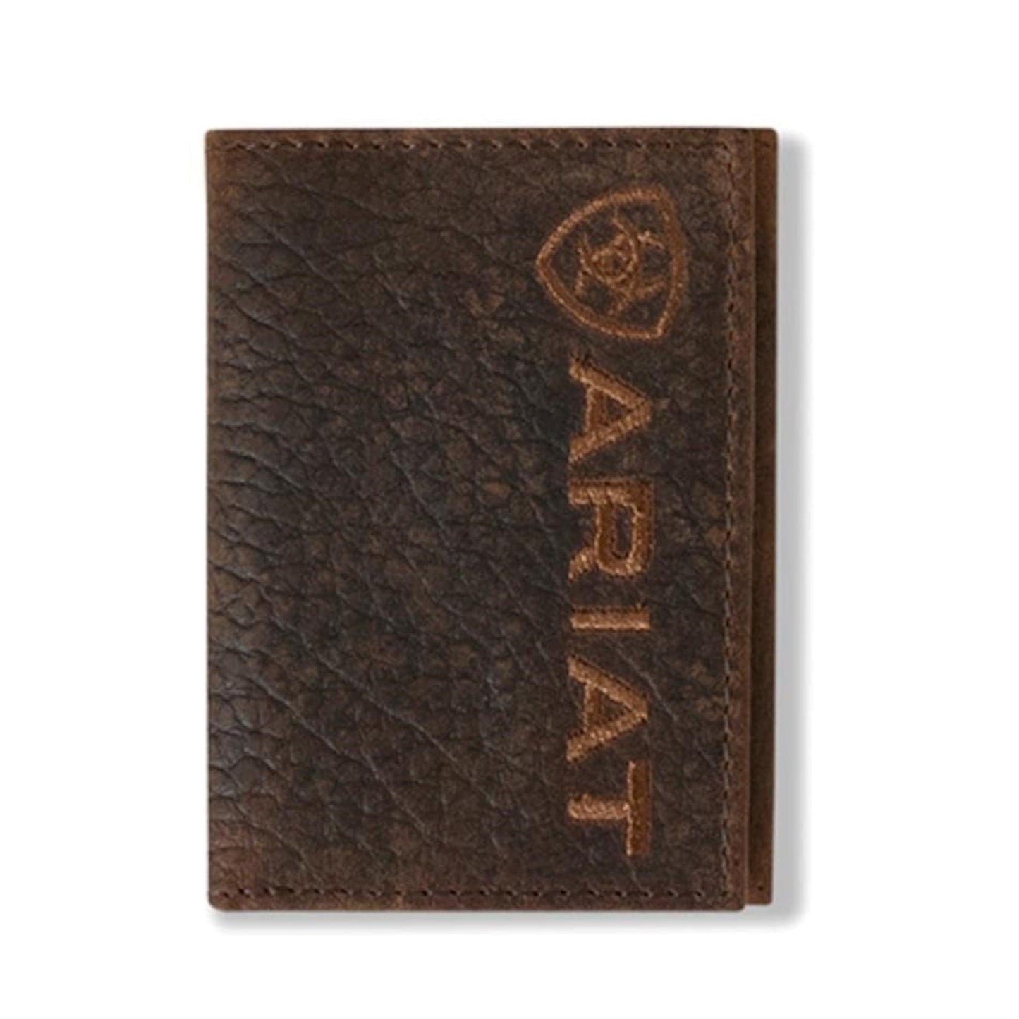 ARIAT Men's Large Logo Bull Hide Leather Trifold Wallet