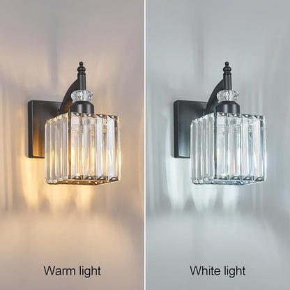 Modern Wall Sconces Set of Two Black Wall Sconces Indoor Wall Lamp Crystal Wall Light Wall Mounted Room Sconce Wall Lighting Bathroom Vanity Light Fixtures