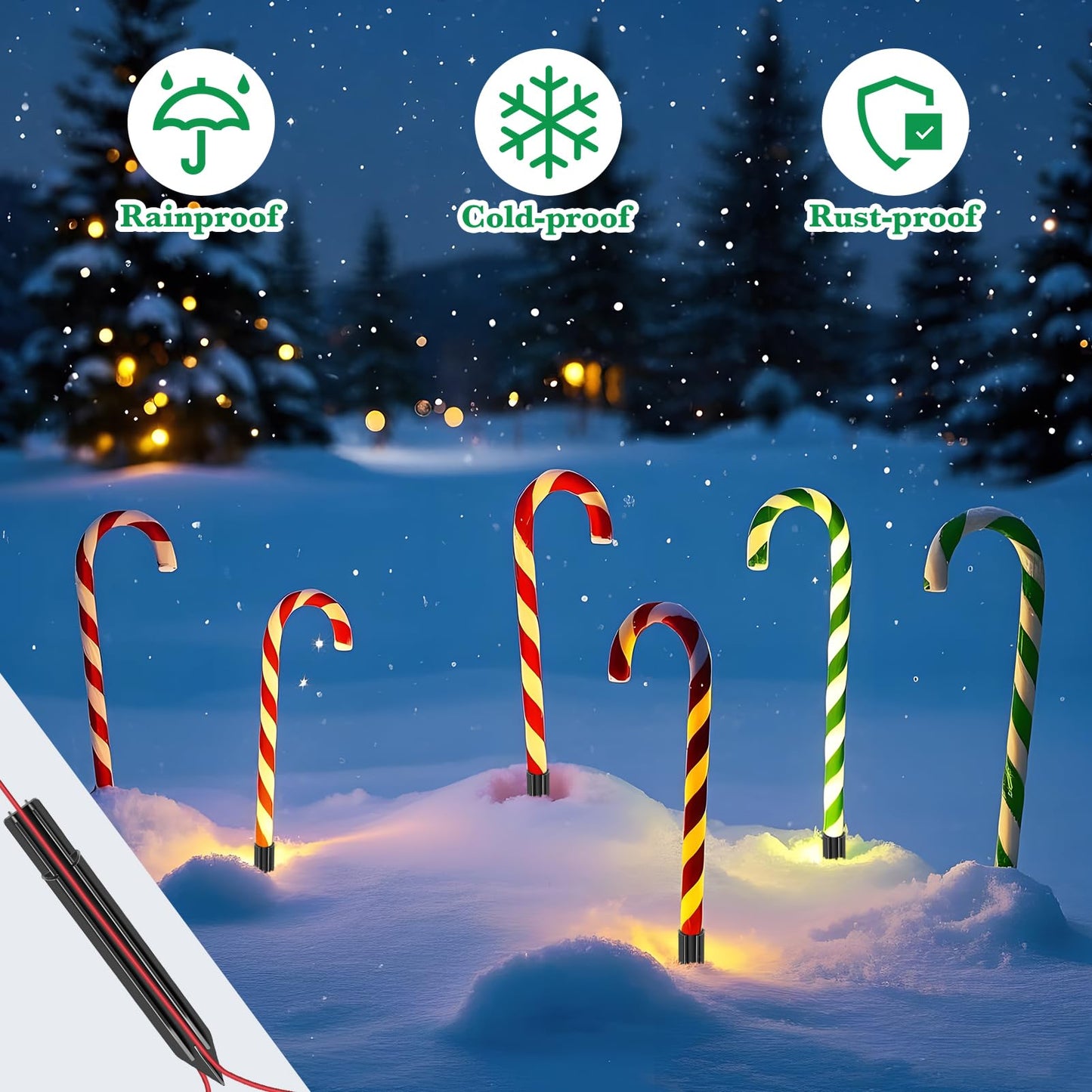 36PCS 0.6x6.05'' Replacement Stakes for Christmas Candy Cane Lights Plastic Pathway Light Spikes,Christmas Light Spike Replacer for Outdoor Candy Cane Lights Use on Path Walkway Lawn Garden