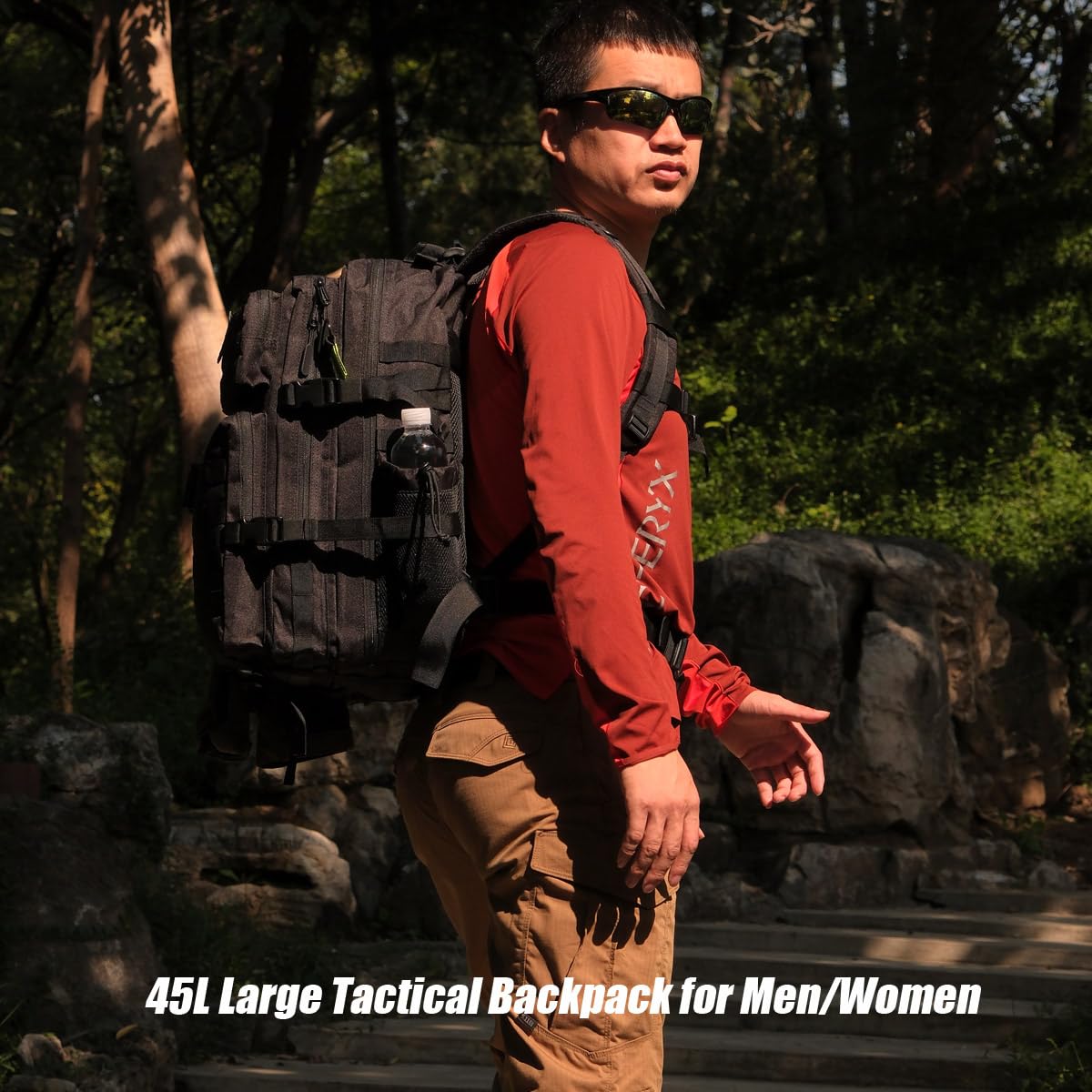 R.SASR Black Tactical Backpack, Military Backpack, Molle Backpack (Black-2.0)